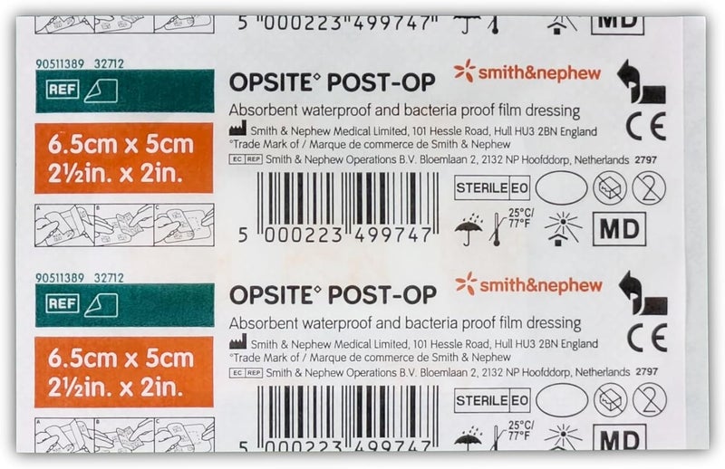 Smith&nephew Smith & Nephew SJ66000708 Opsite Post-Op Dressing with Pad, 6.5cm x 5cm, Pack of 100 - Image 5